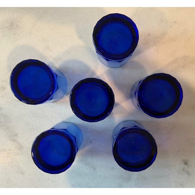 1990s Set of 6 Vintage Anchor Hocking Essex Cobalt Blue Lowball Glasses For Sale - Image 9 of 12