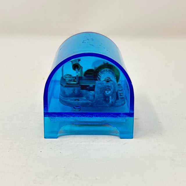 1990s Vintage Blue Acrylic “Dance of the Sugarplum Fairy” Music Box For Sale - Image 5 of 7