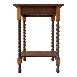 1940s Turned Barley Side Table W Bobbin Trim For Sale
