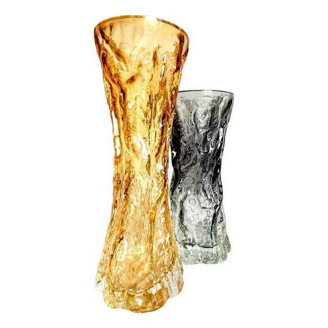 Brutalist Art Glass Vases by Kurt Wokan for Ingrid Glashütten, 1970s, Set of 2 For Sale