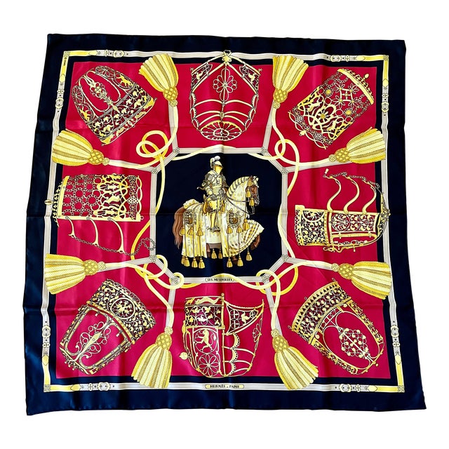 1980s Hermes Les Muserolles Silk Scarf For Sale