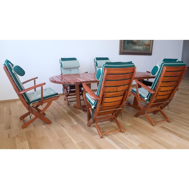 Mid-Century Modern Tricomfort Madein France Rosewood Adjustable Chairs & Folding Table, 7 Pieces For Sale - Image 3 of 12