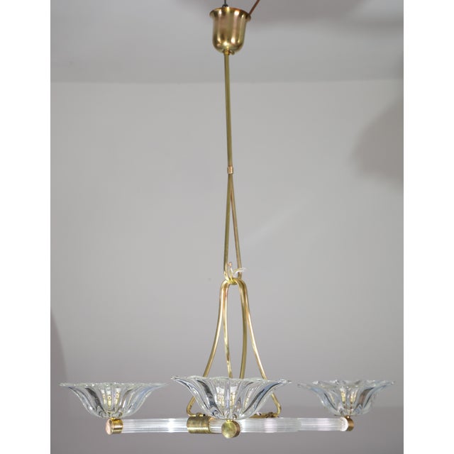 Extraordinary Art Deco Murano Glass and Bras Chandelier by Barovier E Toso, 1950 For Sale - Image 10 of 18