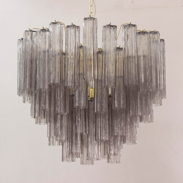 Gold Murano Gray Glass Tronchi Chandelier, 1990s For Sale - Image 8 of 11