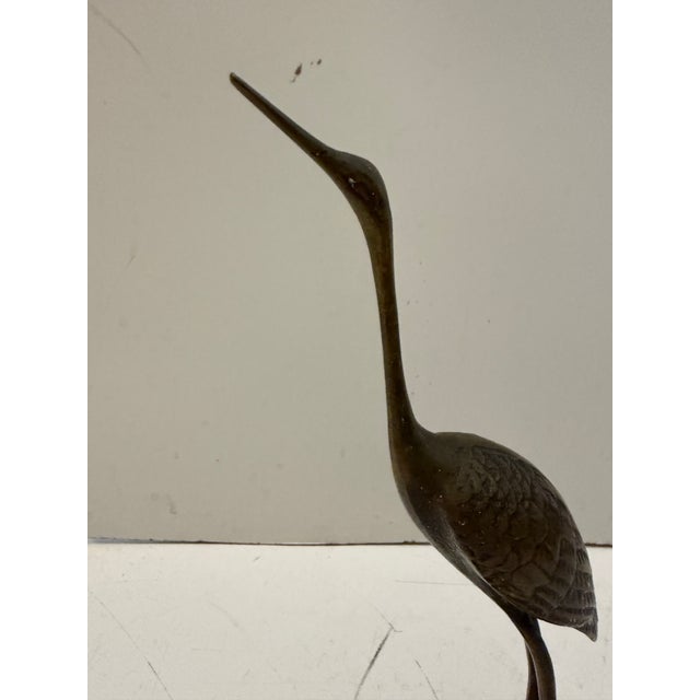 Brass Vintage Korean Brass Crane Sculptures, Pair For Sale - Image 8 of 12