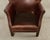 French Art Deco Style Cigar Leather Wing Back Club Chair For Sale - Image 13 of 17