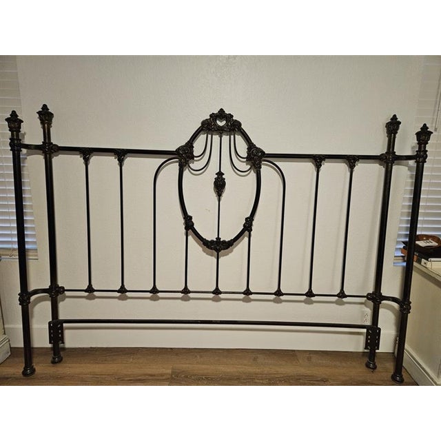 Victorian Vintage Elliott’s Designs California King Iron Bed – Made in California For Sale - Image 3 of 3