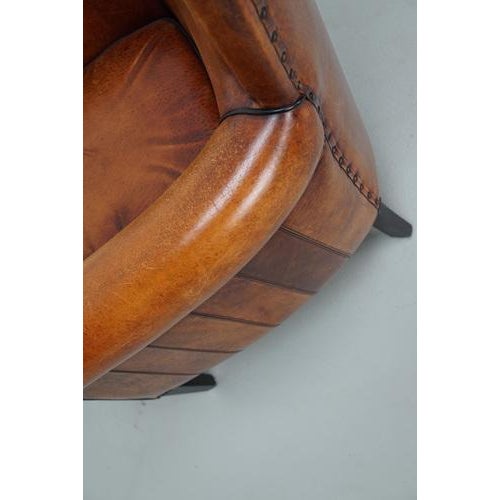 Vintage Dutch Cognac Club Chair in Leather For Sale - Image 17 of 18