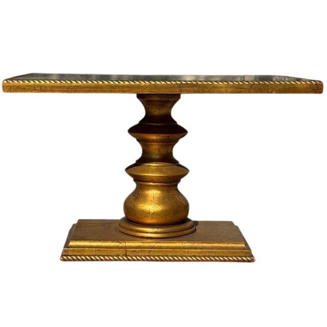 Hollywood Regency Mid 20th Century Pair of Gilt Hollywood Regency Pedestal Tables For Sale - Image 3 of 6
