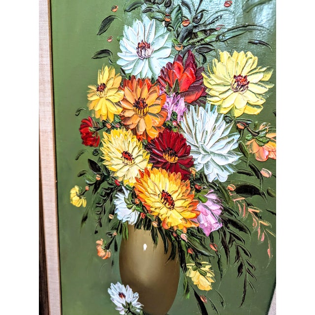 Mid-Century Modern Mid-Century Vintage Impressionist Floral Still Life Painting Signed "Garry" – Framed For Sale - Image 3 of 9