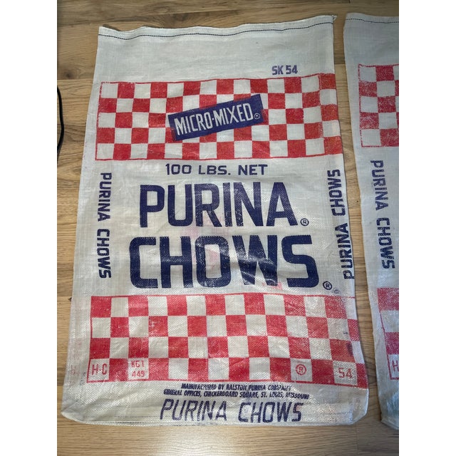 1950s 3 Vintage Urina Chow Sacks Grafic Farmhouse Design For Sale - Image 5 of 9
