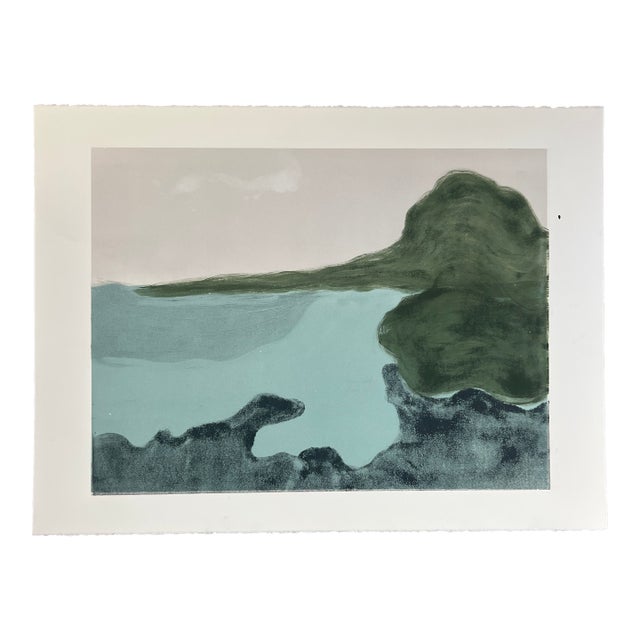 Original Signed 2026 Seascape Monotype Artwork, Unframed 18 X 24 For Sale