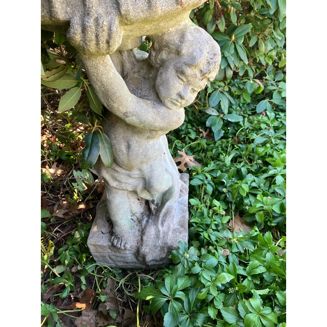 Vintage Figural Cement Bird Bath For Sale - Image 4 of 8