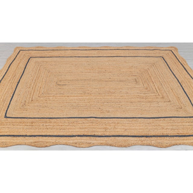 Navy Blue Jute Scalloped Rug Weave 3x5Ft. For Sale - Image 4 of 12