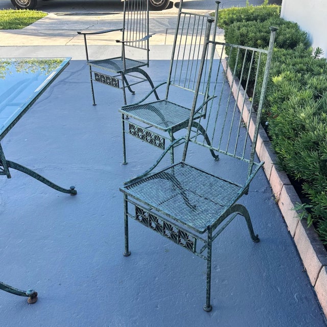 1950s John Salterini 'El Prado' Collection Verdigris Finish Dining Table and 6 Chairs, Attributed For Sale - Image 10 of 12