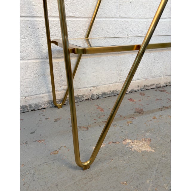 Mid 20th Century Post Modern Italian Brass & Glass Hairpin Etagere For Sale In New York - Image 6 of 10