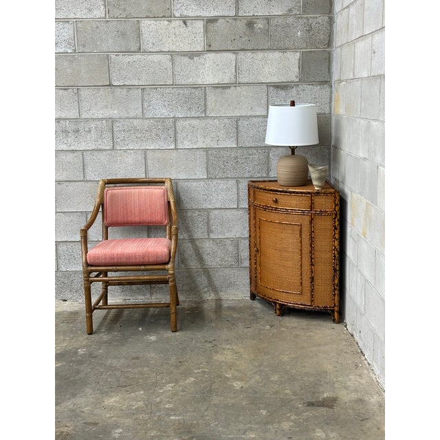 1980s British Colonial Style Bamboo and Cane Corner Cabinet For Sale - Image 14 of 17