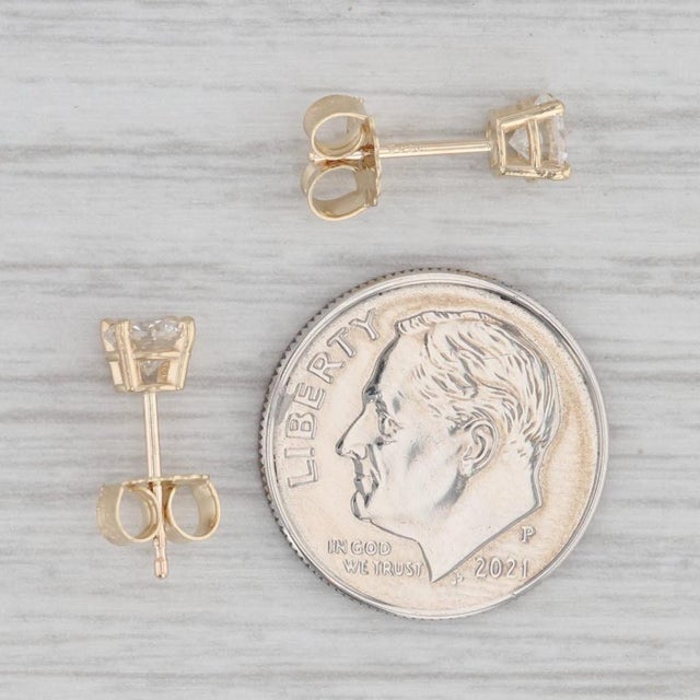 New 0.67ctw Diamond Stud Earrings 14k Yellow Gold Round Solitaire Studs - 2 Pieces For Sale In Greensboro - Image 6 of 6