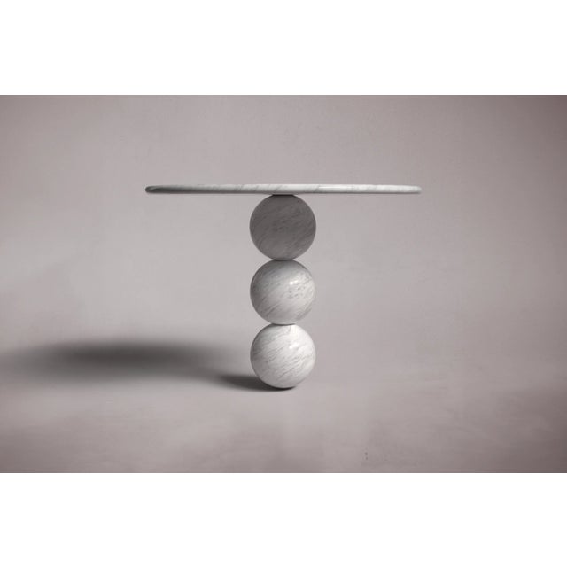 Postmodern Cess Alexander Italian Carrara Marble Round Dining Table 35.4" For Sale - Image 3 of 4