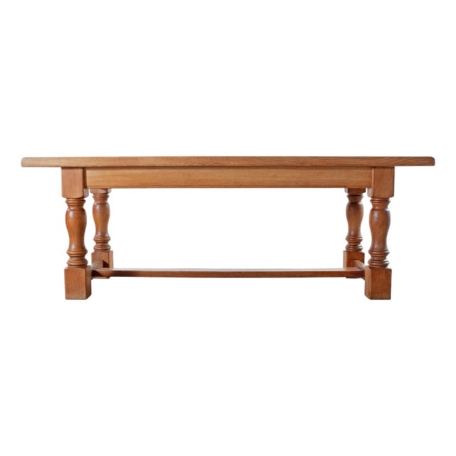 Midcentury Country French Oak Farmhouse Dining Table 7 Ft For Sale