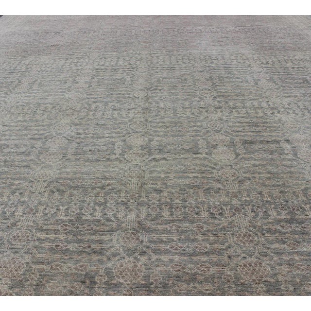 2010s Transitional Finely Woven Khotan Pomegranate Design in Gray/Green, Brown, Taupe by Keivan Woven Arts For Sale - Image 5 of 9