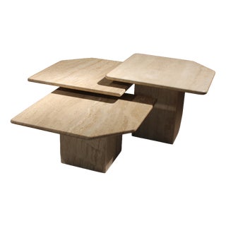 Nesting Table in Travertine, 1970s, Set of 3 For Sale