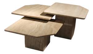 Nesting Table in Travertine, 1970s, Set of 3