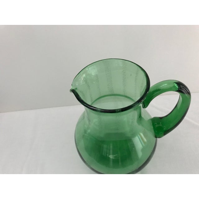 Glass Hand Blown Green Glass Pitcher For Sale - Image 7 of 12
