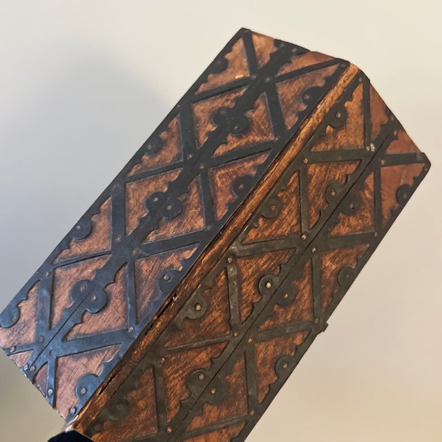 1980s Indian Wooden & Metal Box For Sale - Image 4 of 6