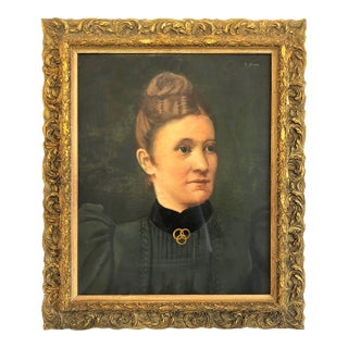Late 19th-Century Portrait of an Admirable German Woman, by F. Bloos For Sale