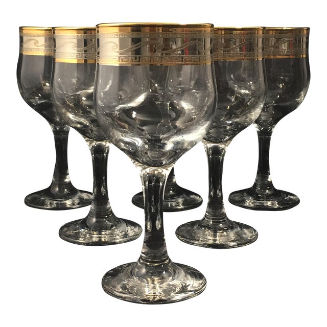 Cristalleria Fumo Hand Decorated Italian Glassware Set of 6 Chairish