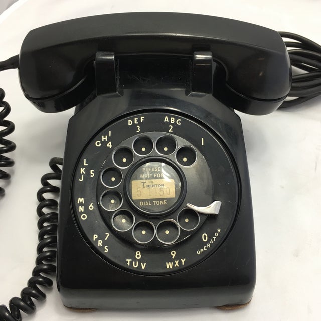 1956 Vintage Black Rotary Dial Desk Telephone | Chairish