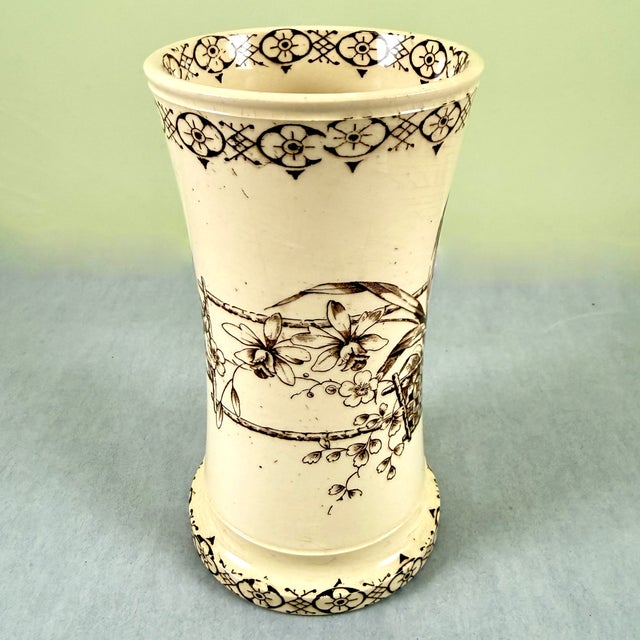 Mid 19th Century Bridgwood & Clarke Ironstone Aesthetic ‘Orchid’ Toothbrush Holder, Circa 1860 For Sale - Image 5 of 14