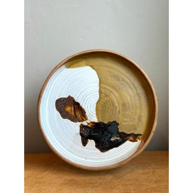 Ceramic Vintage Abstract Glazed Ceramic Plate For Sale - Image 7 of 12
