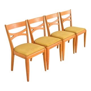 Heywood Wakefield Mid-Century Modern Solid Maple Dining Chairs, Set of Four For Sale