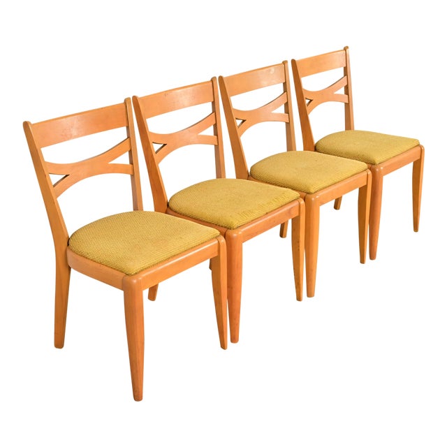 Heywood Wakefield Mid-Century Modern Solid Maple Dining Chairs, Set of Four For Sale