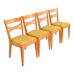Heywood Wakefield Mid-Century Modern Solid Maple Dining Chairs, Set of Four