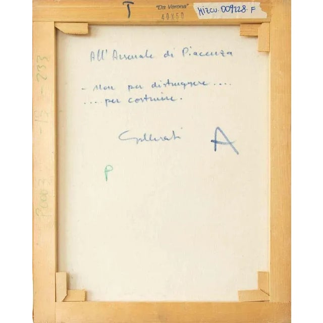 Alberto Gallerati, At the Piacenza Arsenal Not to Destroy But to Build, 1970s, Oil on Canvas For Sale - Image 4 of 5