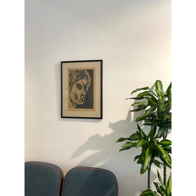 Framed Portrait of a Woman, Signed Artist's Proof Relief Print For Sale - Image 11 of 11