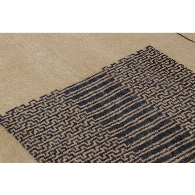 Rug & Kilim Rug & Kilim’s Art Deco Runner With Geometric Designs in Beige & Black For Sale - Image 4 of 11