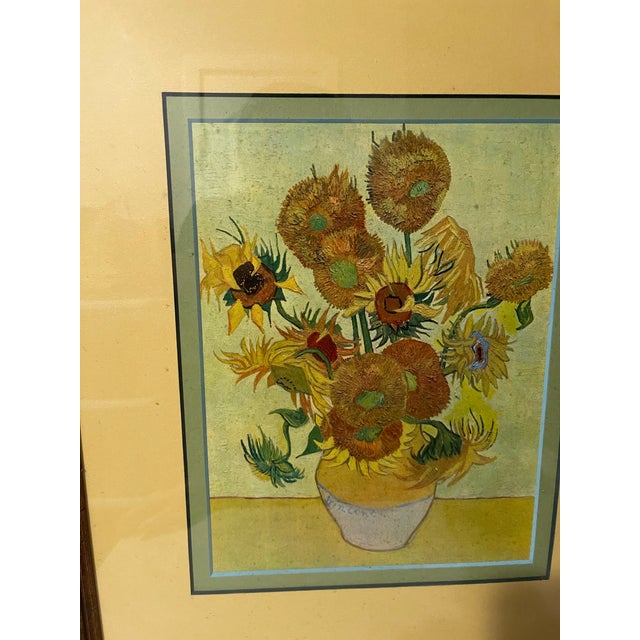 Paper Mid-20th Century Lithograph Framed Print, Vincent Van Gogh’s “Sunflowers” For Sale - Image 7 of 11