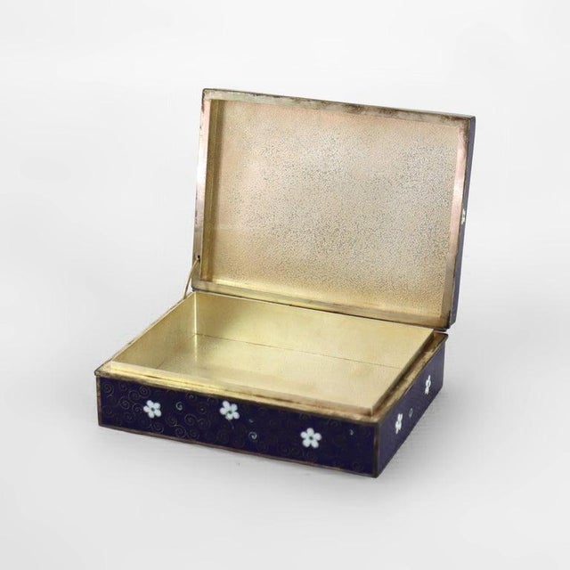 Antique Japanese Floral Cloisonne Enameled Jewelry Box C1920 For Sale - Image 4 of 10