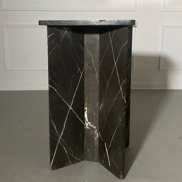 Minimalist X Form Nero Marquina Marble Side Table For Sale - Image 4 of 12