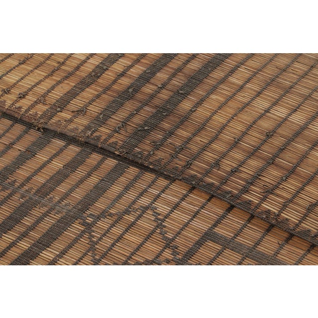 Traditional Vintage Moroccan Tuareg Mat With Rhythmic Tribal Geometry - Rug & Kilim For Sale - Image 3 of 9