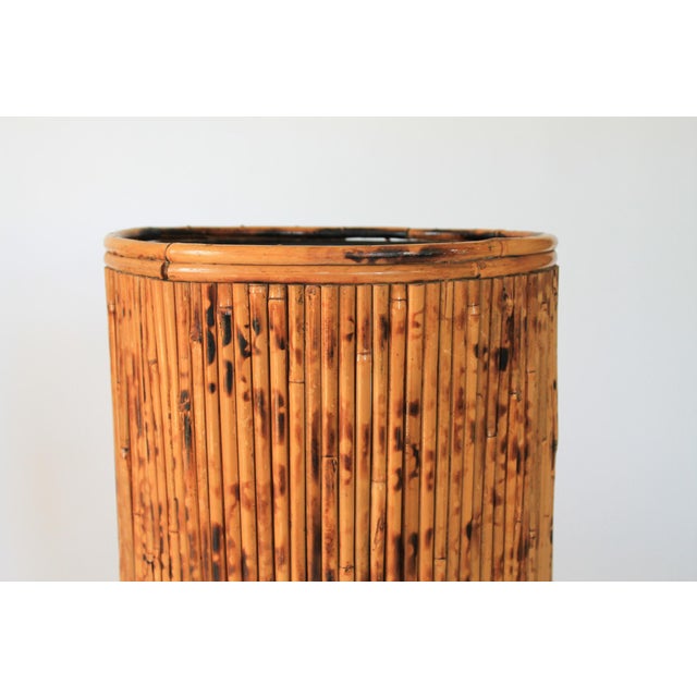 Mid-Century Tortoiseshell Bamboo Umbrella Stand - Hamper For Sale - Image 4 of 6