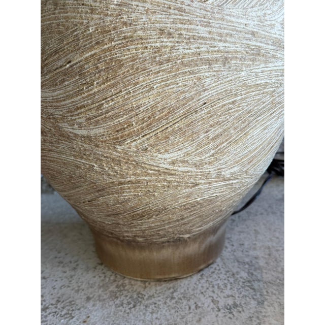 Beige Early 20th Century Lee Rosen for Design Technics Large Pottery Lamp For Sale - Image 8 of 12