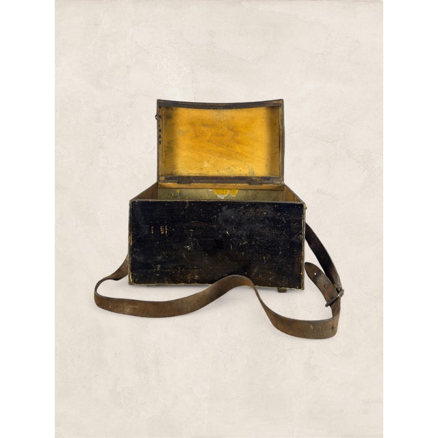 English Antique English Pine Angler’s Fishing Tackle Box With Leather Strap, Circa 1920 For Sale - Image 3 of 9