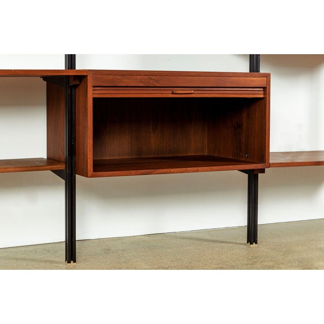 Brown Early Production George Nelson Omni Three-Bay Modular Walnut Wall Unit by Structural Products, Circa 1961 For Sale - Image 8 of 18