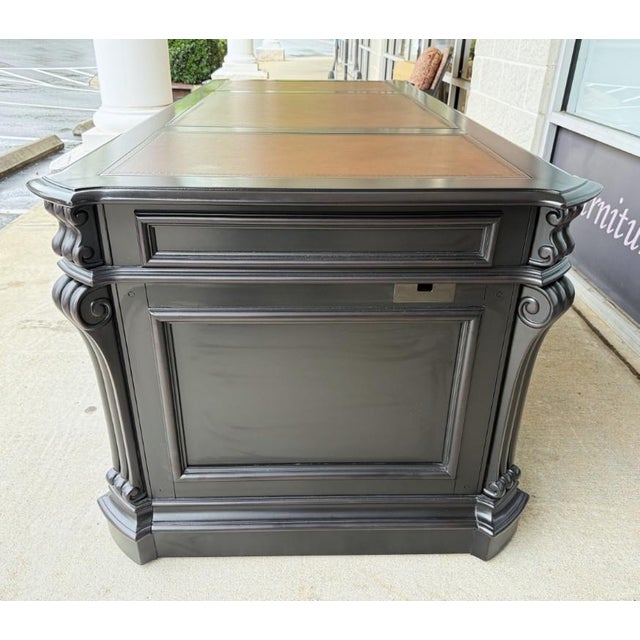 Black Hooker Furniture Telluride 76” Executive Desk With Wood Panels For Sale - Image 8 of 15
