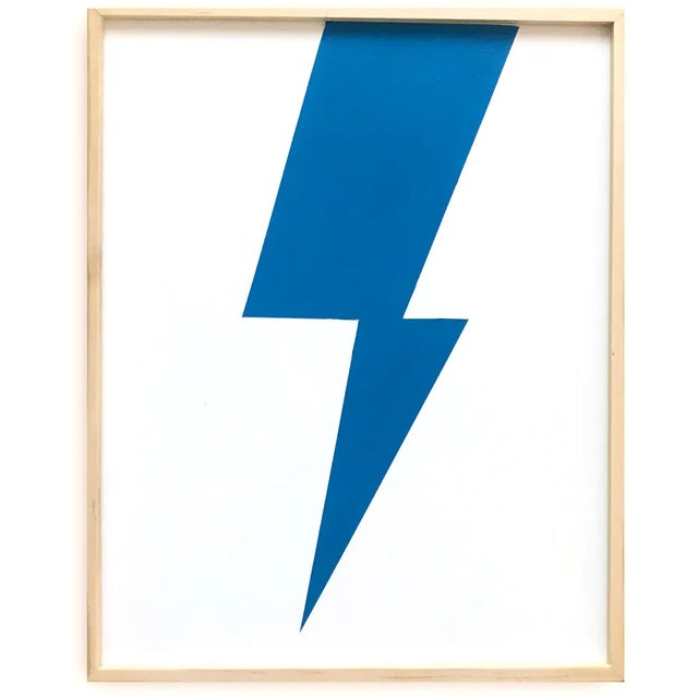 Wood Max & Alma Wolf "Blue Lightning" Acrylic Painting For Sale - Image 7 of 7